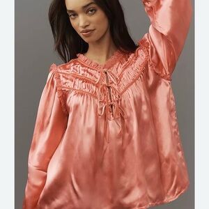 Elegant Pink Satin Blouse